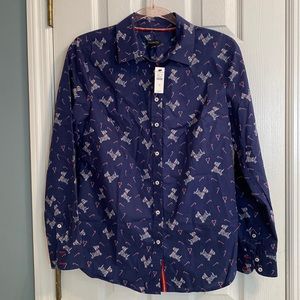 TALBOTS CHRISTMAS!  SCOTTIES!  Scottish Terriers,  long sleeves SMALL